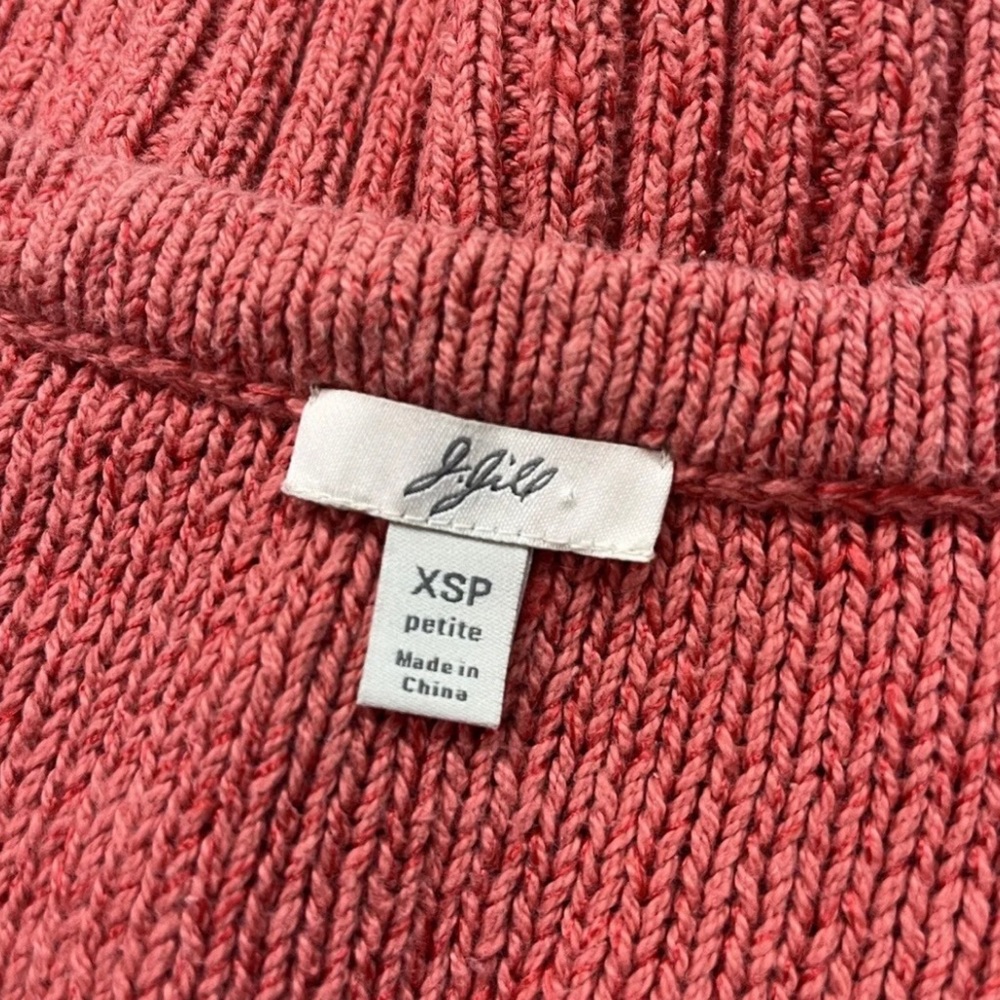 J. Jill Button Knit Cardigan Sweater Cotton Blend Pockets Ribbed Size XS Pink - Picture 4 of 9